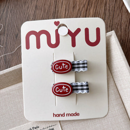 MyKids-USA® Collection of 2 Versatile Cute Resin and Cloth Shape Decorated Hair Clips