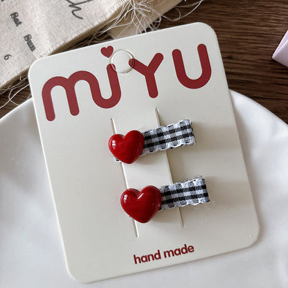 MyKids-USA® Collection of 2 Versatile Cute Resin and Cloth Shape Decorated Hair Clips