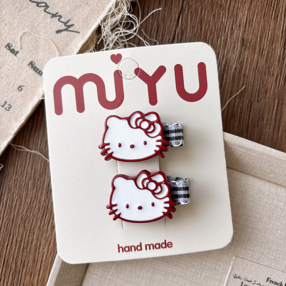 MyKids-USA® Collection of 2 Versatile Cute Resin and Cloth Shape Decorated Hair Clips