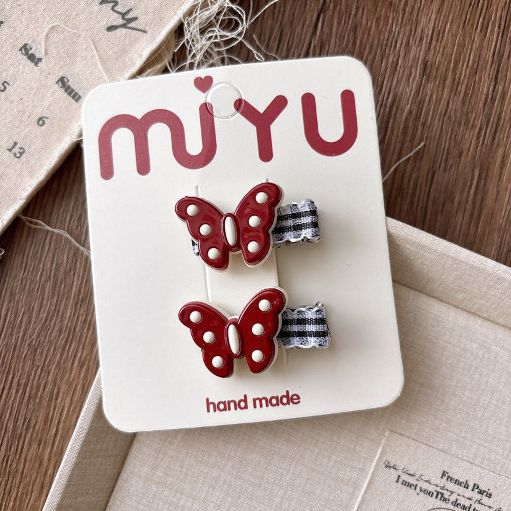 MyKids-USA® Collection of 2 Versatile Cute Resin and Cloth Shape Decorated Hair Clips