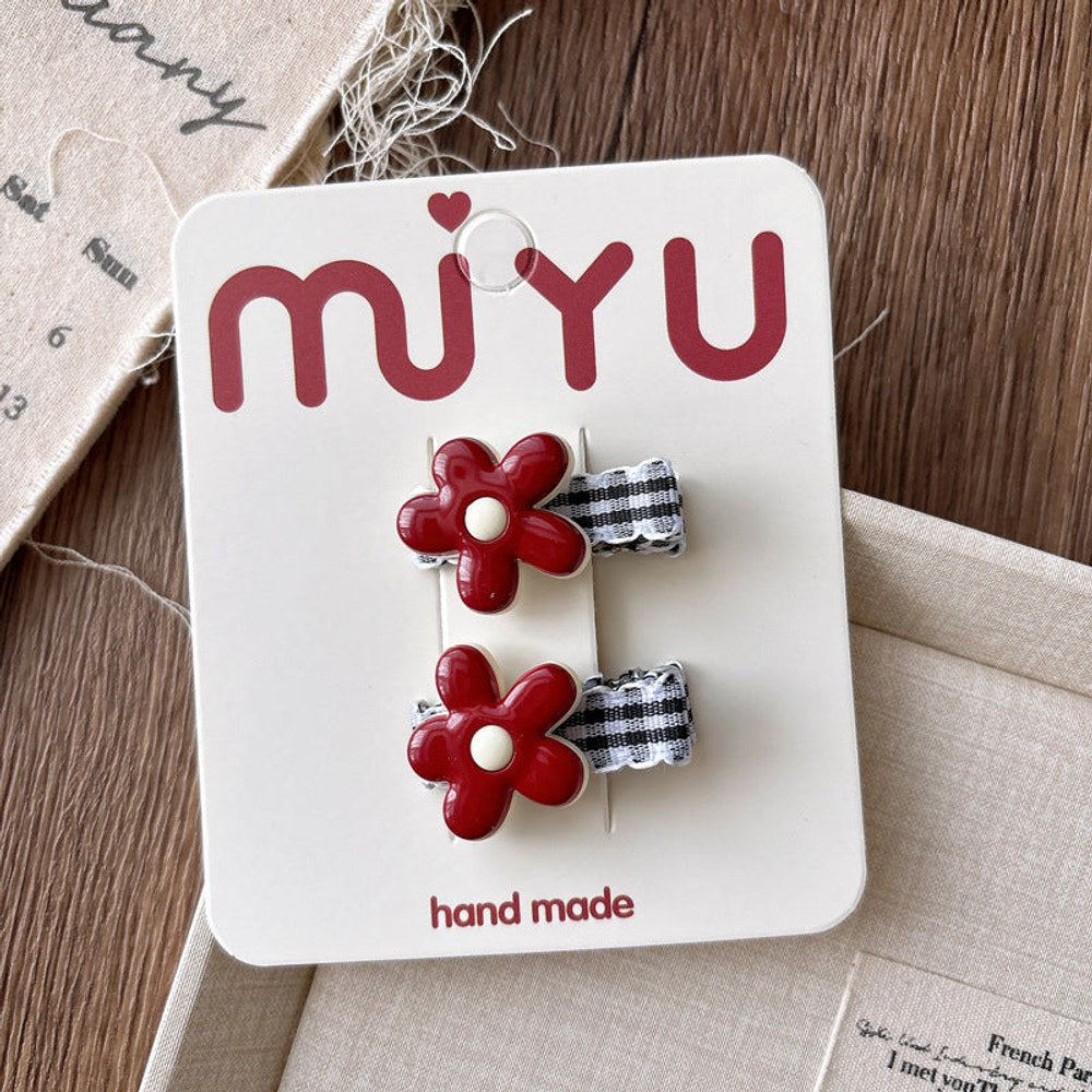 MyKids-USA® Collection of 2 Versatile Cute Resin and Cloth Shape Decorated Hair Clips