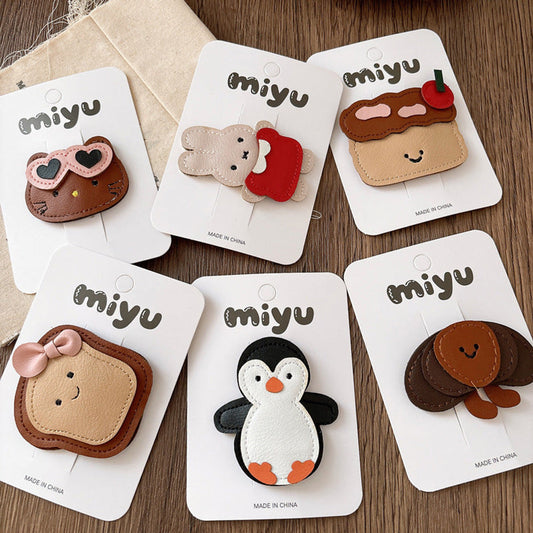 MyKids-USA® Hair Clip – Adorable Leather Cartoon Accessories