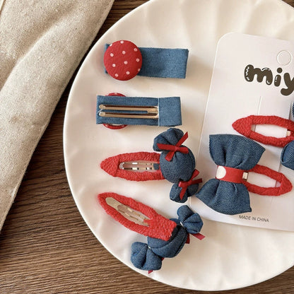 MyKids-USA® Collection of 2 Versatile Cute Color Patchwork Design Hair Clips
