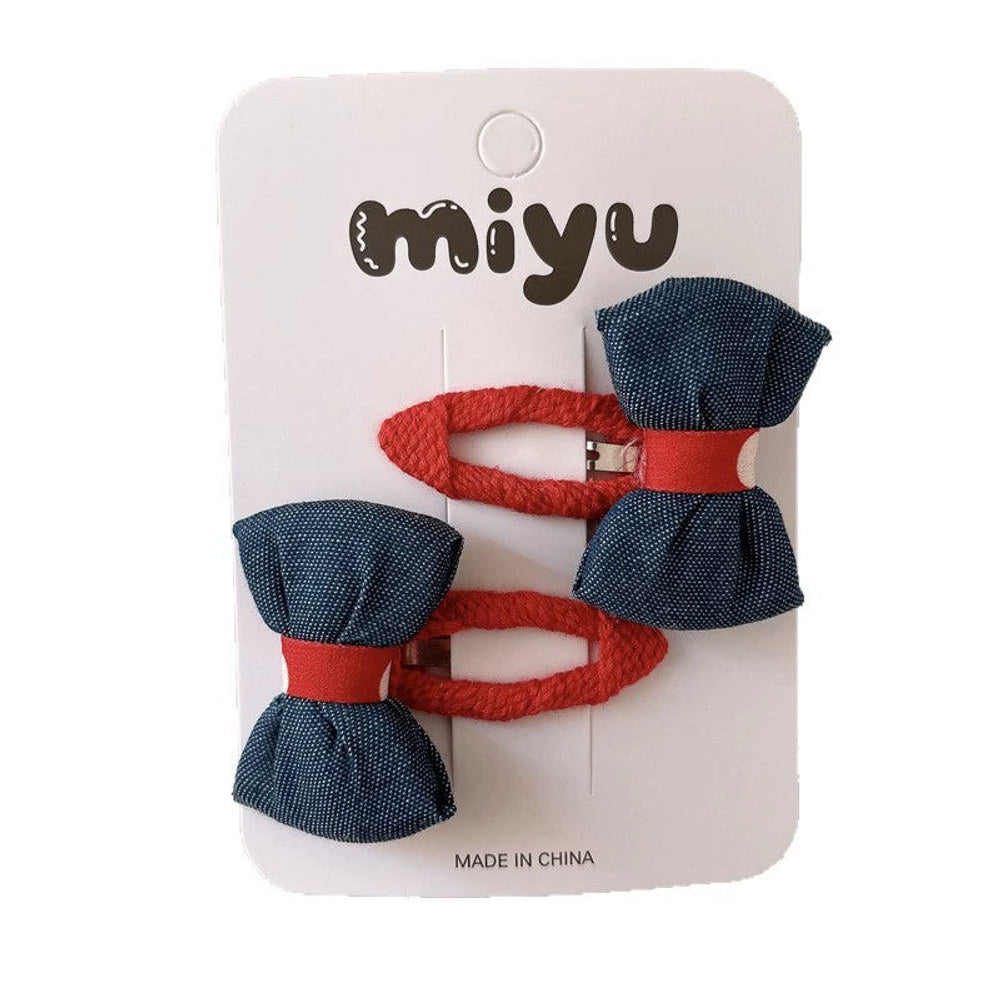MyKids-USA® Collection of 2 Versatile Cute Color Patchwork Design Hair Clips
