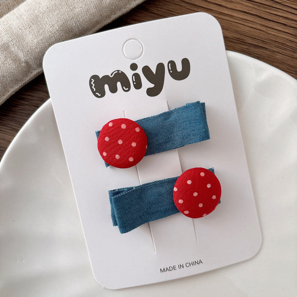 MyKids-USA® Collection of 2 Versatile Cute Color Patchwork Design Hair Clips