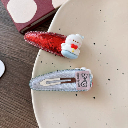 MyKids-USA® Collection of 2 Versatile Cute Christmas Cartoon Hair Clips