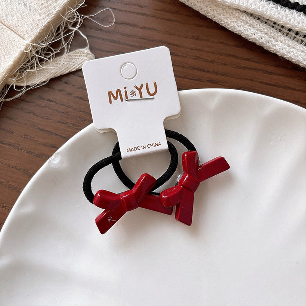 MyKids-USA® Collection of 2 Versatile Cute Geometric Resin Decorated Hair Clips or Hair Ties