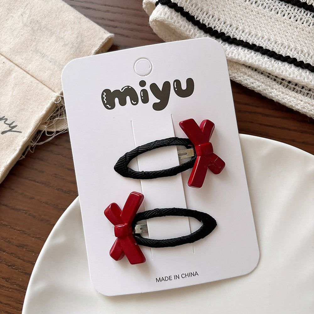 MyKids-USA® Collection of 2 Versatile Cute Geometric Resin Decorated Hair Clips or Hair Ties