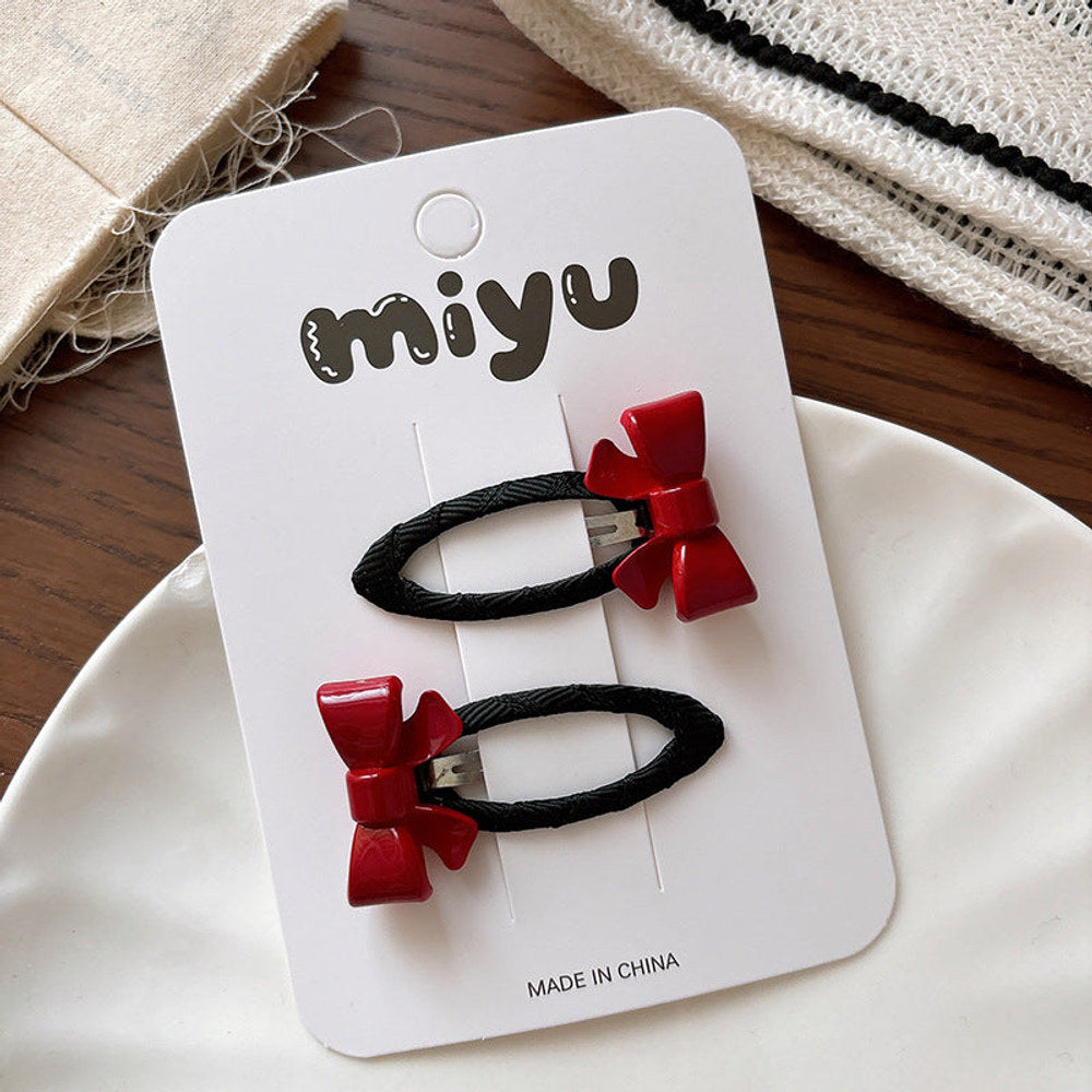 MyKids-USA® Collection of 2 Versatile Cute Geometric Resin Decorated Hair Clips or Hair Ties