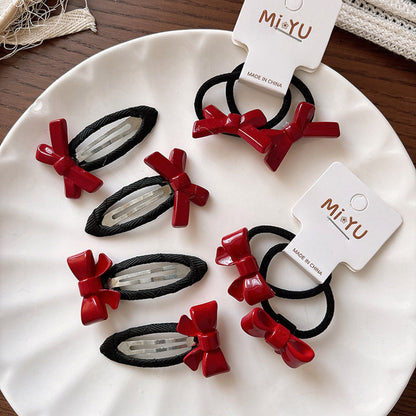 MyKids-USA® Collection of 2 Versatile Cute Geometric Resin Decorated Hair Clips or Hair Ties