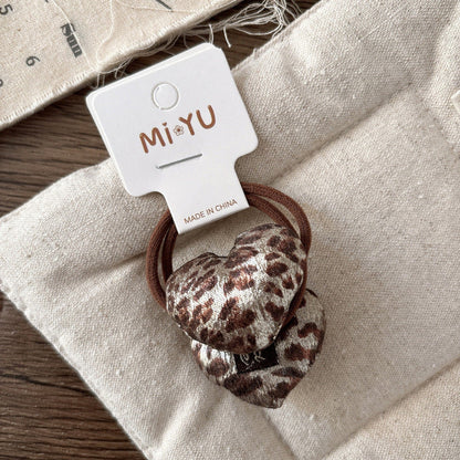 MyKids-USA® Collection of 2 Versatile Cute Leopard Pattern Shape Decorated Hair Clips or Hair Ties