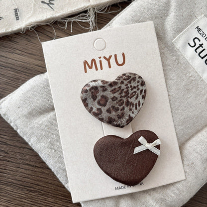 MyKids-USA® Collection of 2 Versatile Cute Leopard Pattern Shape Decorated Hair Clips or Hair Ties