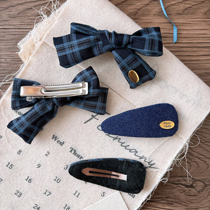 MyKids-USA® Collection of 2 Versatile Cute Plaid Pattern Shape Decorated Hair Clips