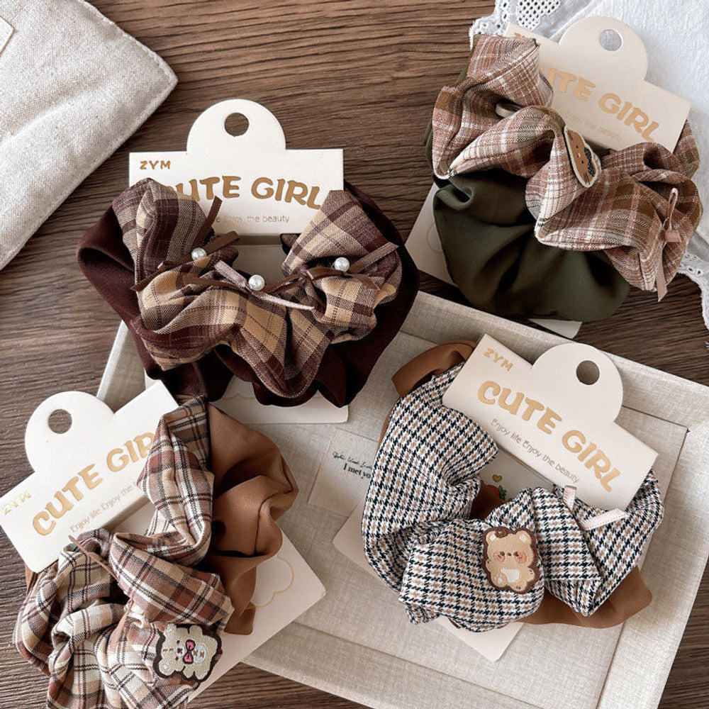 MyKids-USA® Collection of 2 Versatile Casual Plaid Pattern Hair Ties