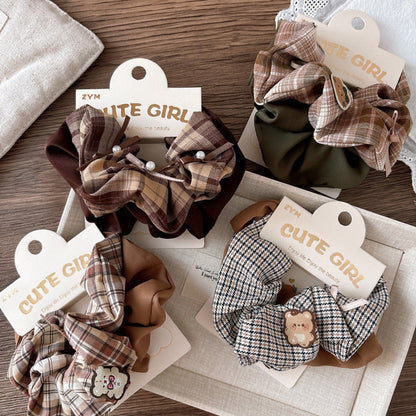 MyKids-USA® Collection of 2 Versatile Casual Plaid Pattern Hair Ties