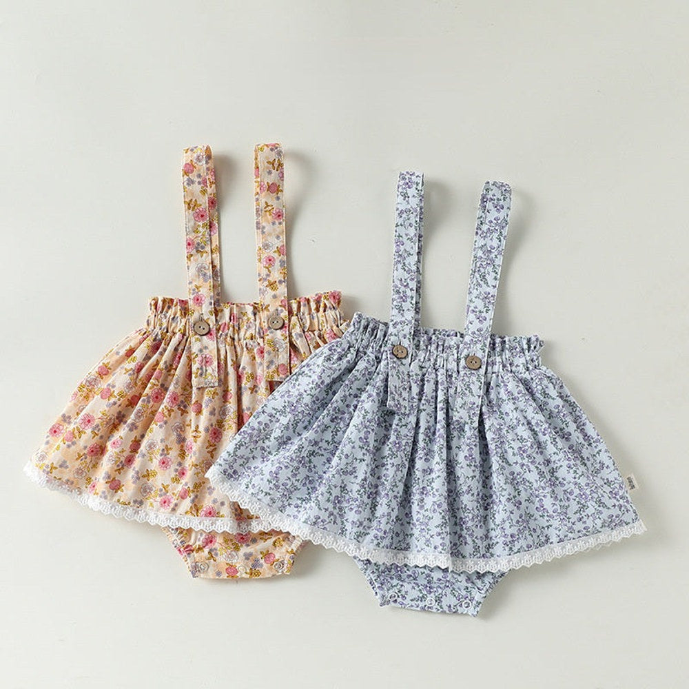 MyKids-USA® Baby Girls Floral Pattern Sleeveless Strap Overalls