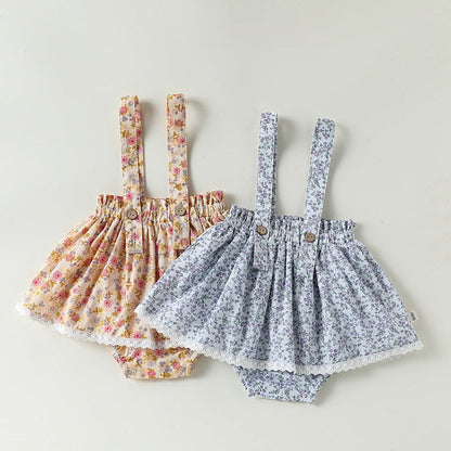 MyKids-USA® Baby Girls Floral Pattern Sleeveless Strap Overalls