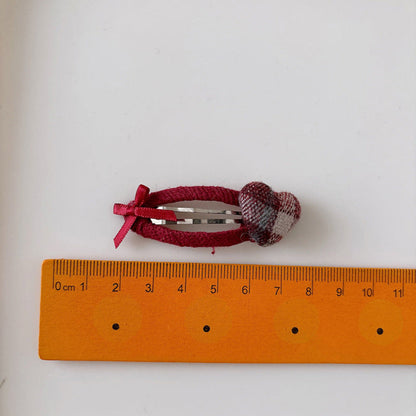MyKids-USA® Collection of 2 Versatile Red Plaid Hair Clips or Hair Ties
