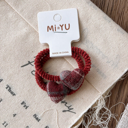MyKids-USA® Collection of 2 Versatile Red Plaid Hair Clips or Hair Ties