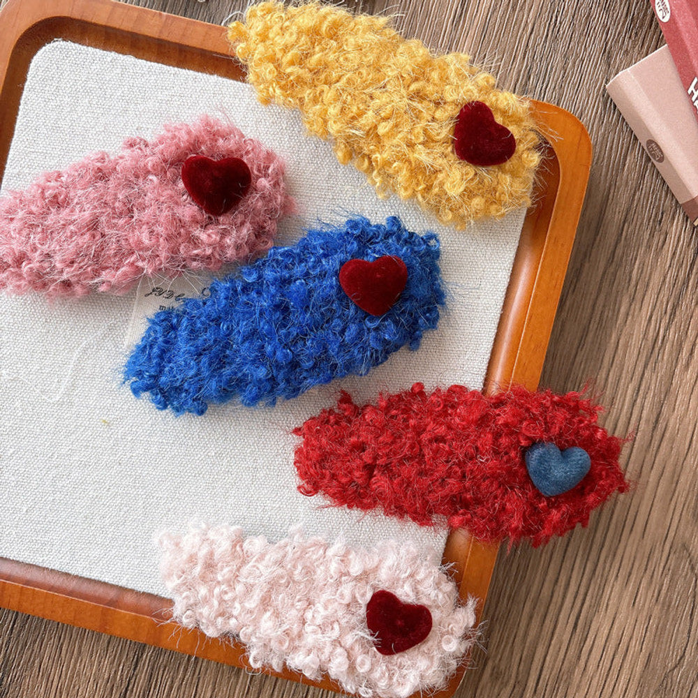MyKids-USA® Collection of Versatile Cute Heart Pattern Color Patchwork Hair Clips
