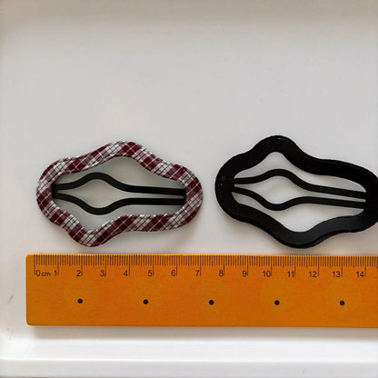 MyKids-USA® Collection of 2 Versatile Plaid Pattern Hollow-out Hair Clips