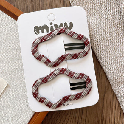 MyKids-USA® Collection of 2 Versatile Plaid Pattern Hollow-out Hair Clips