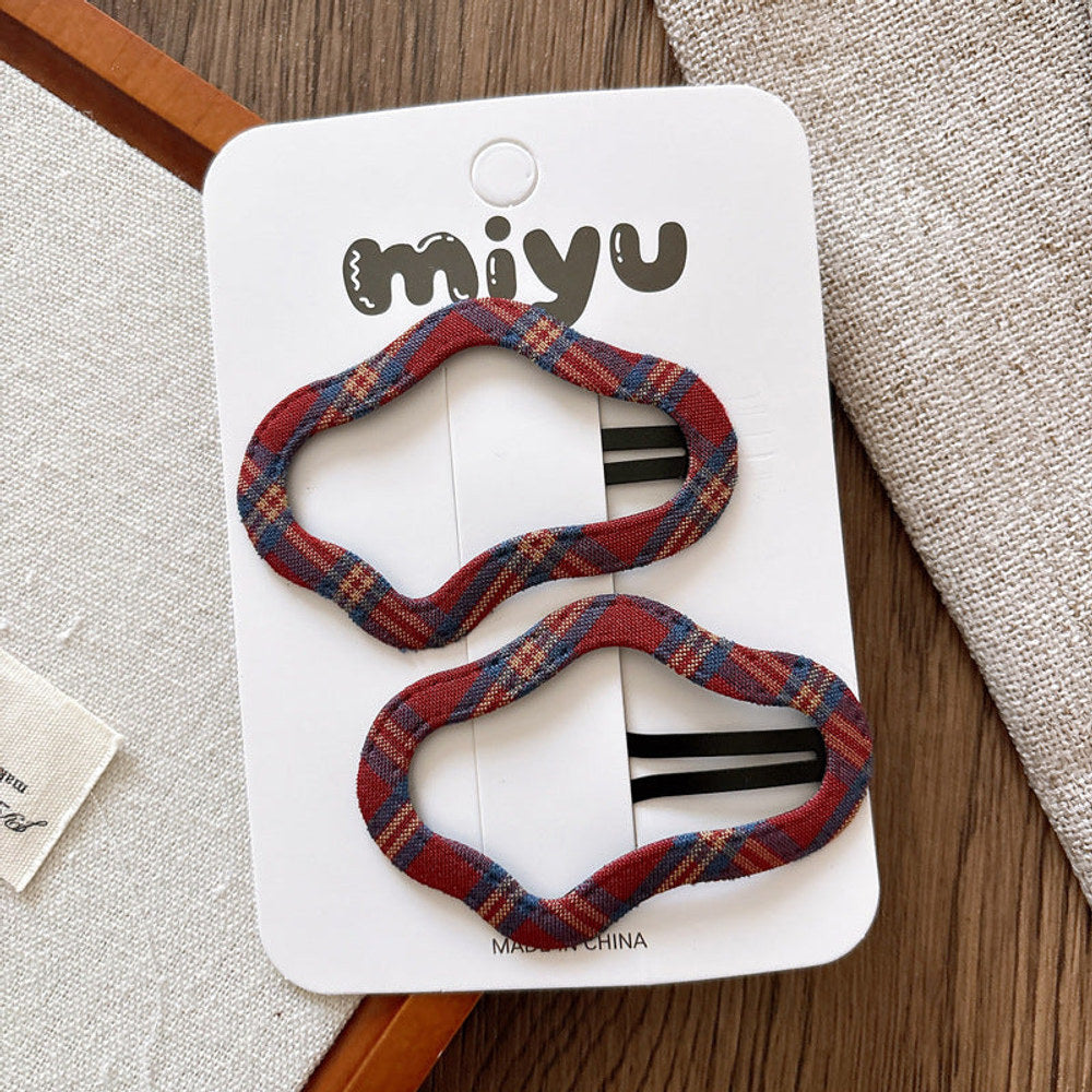 MyKids-USA® Collection of 2 Versatile Plaid Pattern Hollow-out Hair Clips