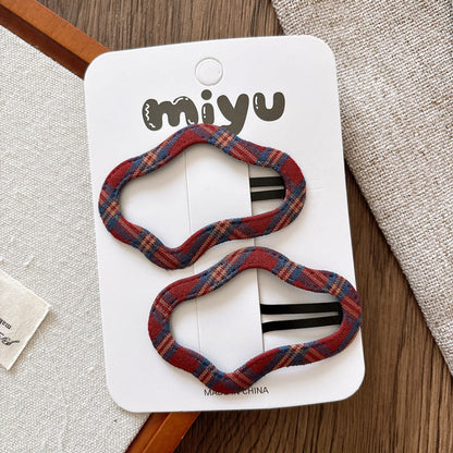 MyKids-USA® Collection of 2 Versatile Plaid Pattern Hollow-out Hair Clips