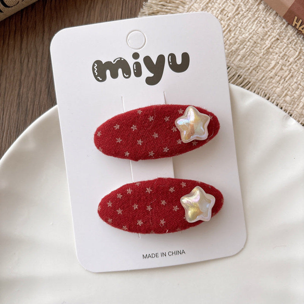 MyKids-USA® Collection of 2 Versatile Red Color Cute Hair Clips