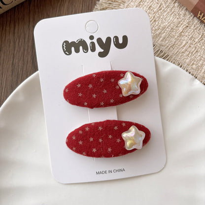 MyKids-USA® Collection of 2 Versatile Red Color Cute Hair Clips