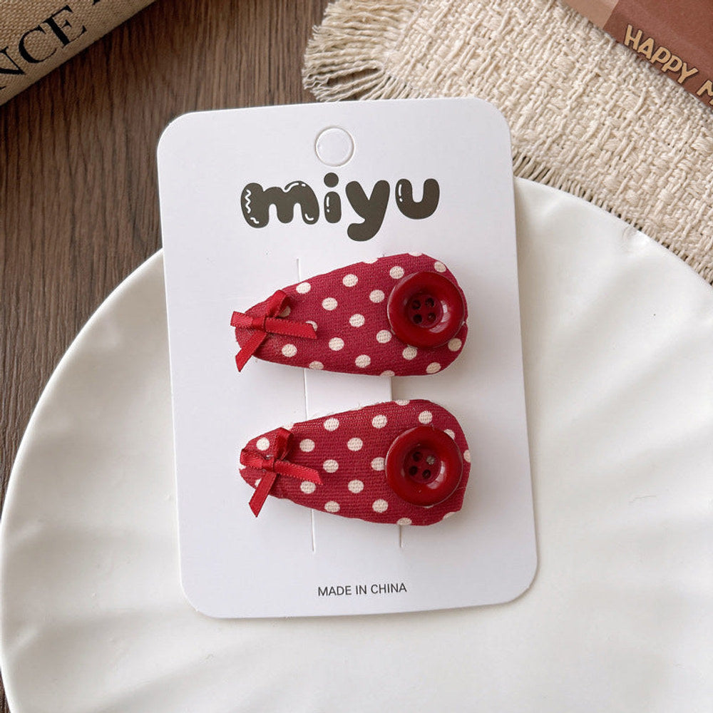 MyKids-USA® Collection of 2 Versatile Red Color Cute Hair Clips