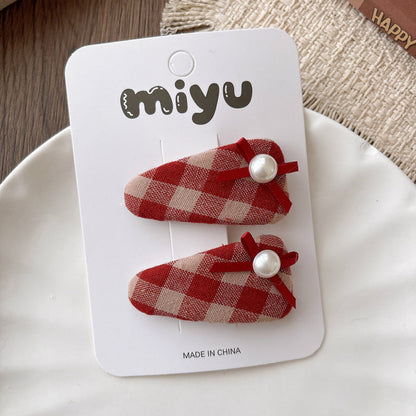MyKids-USA® Collection of 2 Versatile Red Color Cute Hair Clips