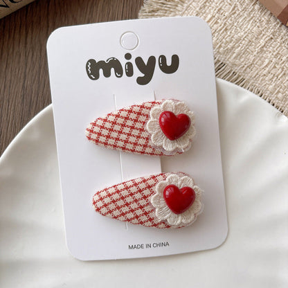 MyKids-USA® Collection of 2 Versatile Red Color Cute Hair Clips