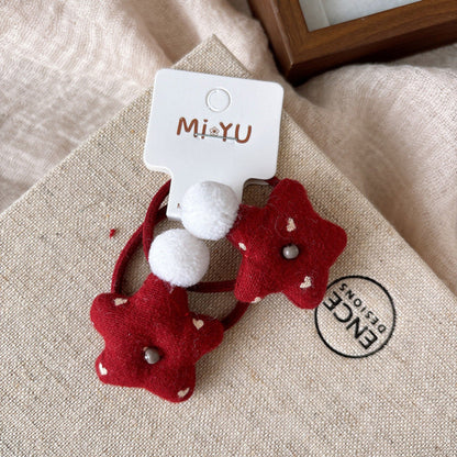 MyKids-USA® Collection of 2 Cute Red Color Hair Ties