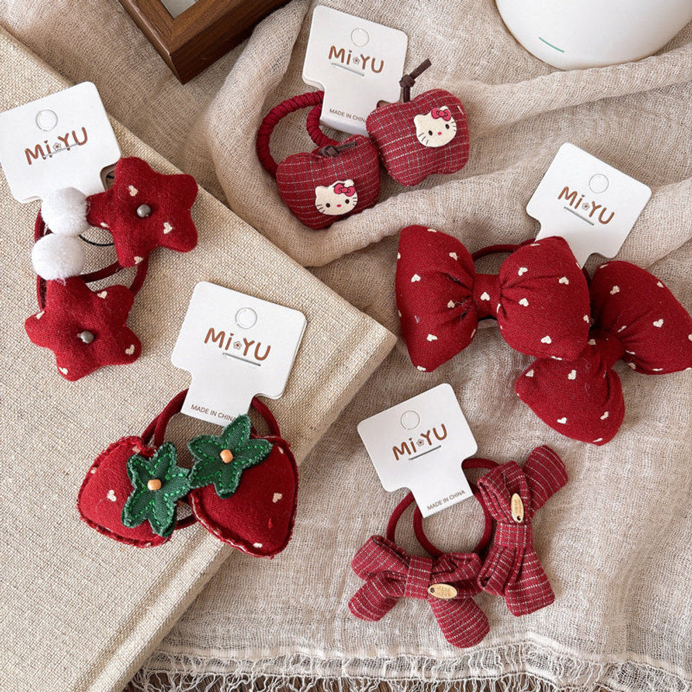MyKids-USA® Collection of 2 Cute Red Color Hair Ties