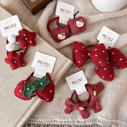 MyKids-USA® Collection of 2 Cute Red Color Hair Ties