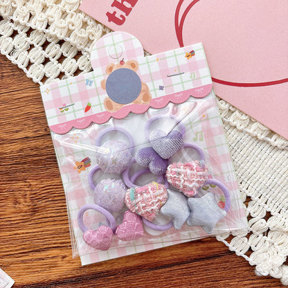 MyKids-USA® Collection of 5-10 Pieces Cute Heart Shaped Hair Ties