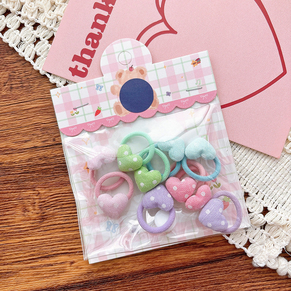 MyKids-USA® Collection of 5-10 Pieces Cute Heart Shaped Hair Ties