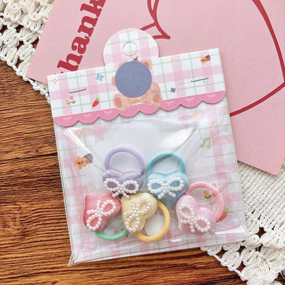 MyKids-USA® Collection of 5-10 Pieces Cute Heart Shaped Hair Ties