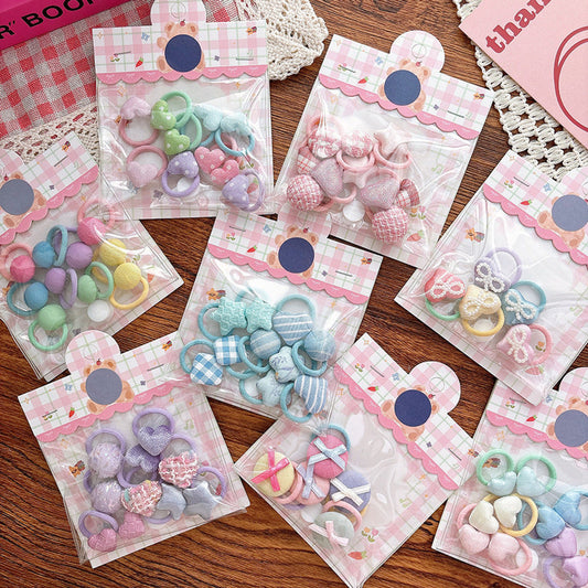 MyKids-USA® Collection of 5-10 Pieces Cute Heart Shaped Hair Ties