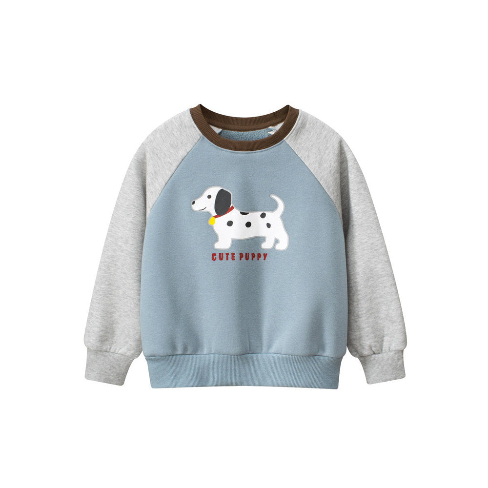 MyKids-USA® Baby Kids Boys Puppy and Letters Pattern Crew Neck Long Sleeves Warm Cozy Pullover