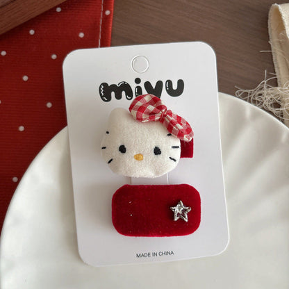 MyKids-USA® Collection of 2 Cute Red Color Cartoon Hair Ties or Hair Clips