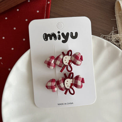 MyKids-USA® Collection of 2 Cute Red Color Cartoon Hair Ties or Hair Clips