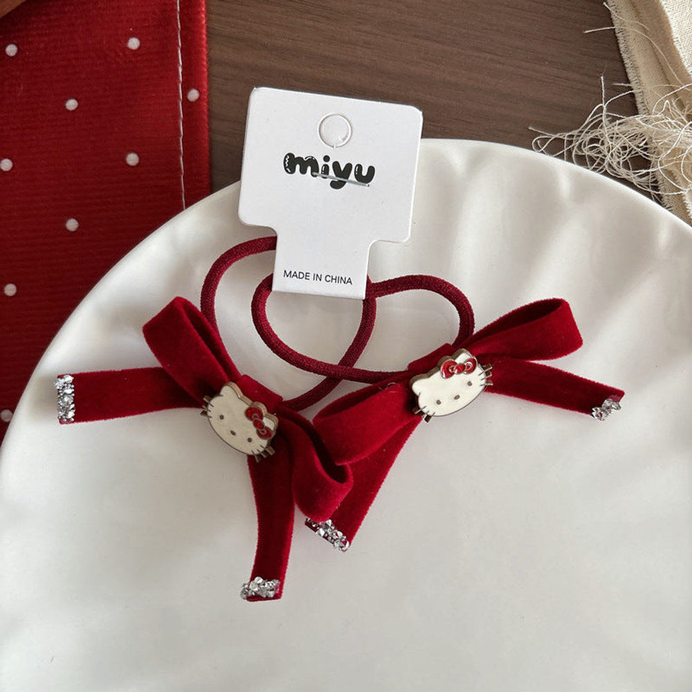 MyKids-USA® Collection of 2 Cute Red Color Cartoon Hair Ties or Hair Clips
