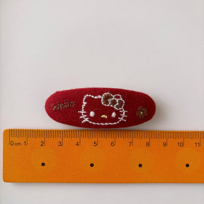 MyKids-USA® Collection of 2 Cute Red Color Plaid or Cartoon Pattern Hair Clips