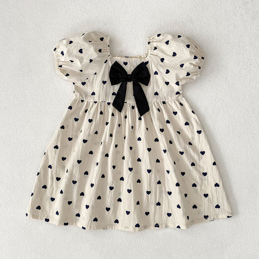 MyKids-USA® Girls Cute Hearts Pattern Square Neck Bodysuit or Dress – Princess Sister Matching