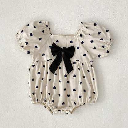 MyKids-USA® Girls Cute Hearts Pattern Square Neck Onesies and Dress – Princess Sister Matching Set