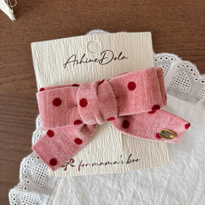MyKids-USA® Collection of Cute Pink Dots Pattern Hair Clips or Hair Ties