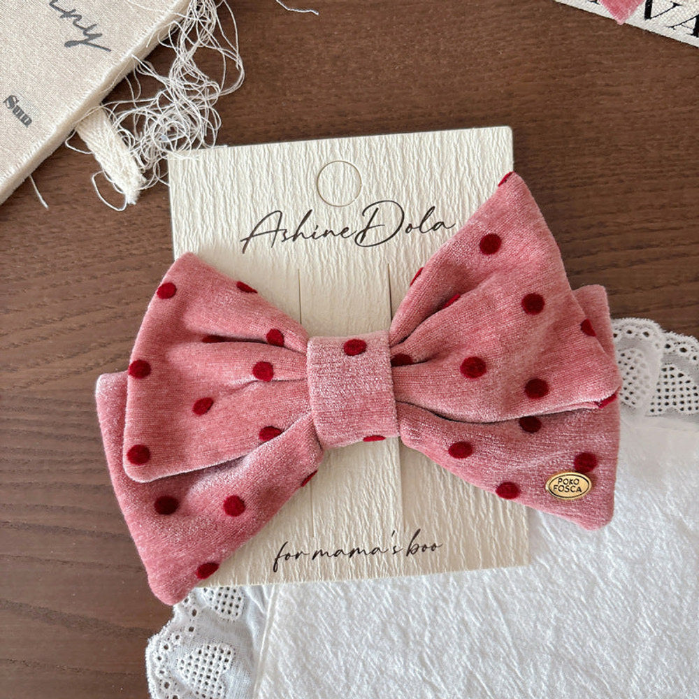 MyKids-USA® Collection of Cute Pink Dots Pattern Hair Clips or Hair Ties