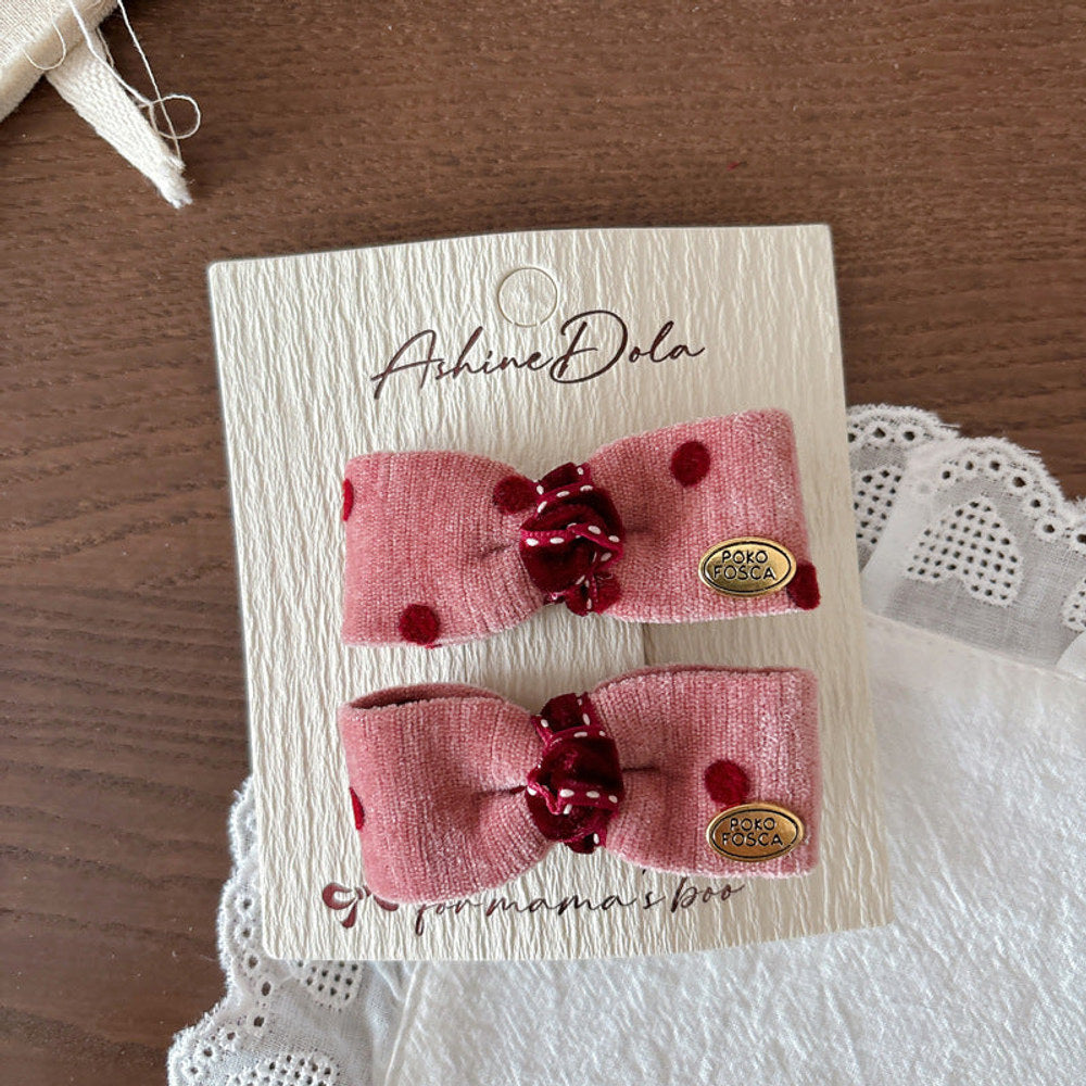 MyKids-USA® Collection of Cute Pink Dots Pattern Hair Clips or Hair Ties